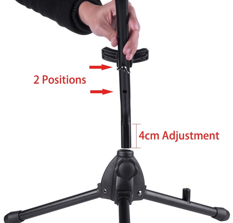 Rayzm Alto/Tenor Saxophone Stand with Detachable Flute/Clarinet Holder, Adjustable Portable Stand for Alto Saxophone, Tenor Saxophone, Clarinet & Flute. Folding Legs, Easy to Assemble and Disassemble. - Image 4